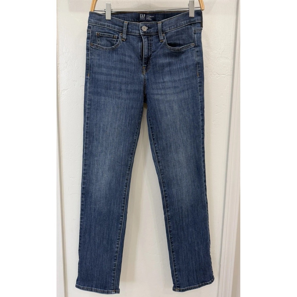 GAP Classic Straight Jeans Blue Sz 6/28R Mid Rise Stretch Denim Casual Capsule